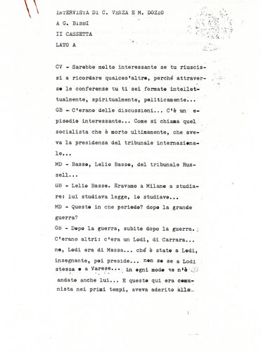 Trascrizione della seconda audiocassetta dell'intervista a Gino Bibbi del 1987