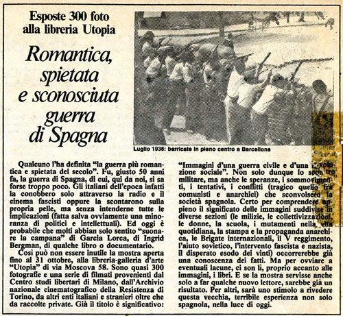 Articolo di "Repubblica" sulla molstra fotografica legata al seminario "Spagna '36"