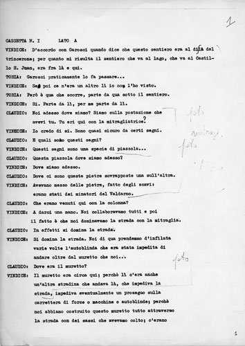 Trascrizione dattiloscritta dell'intervista a Vindice Rabitti condotta da Claudio Venza e Tobia Imperato nel 1982 in Spagna.